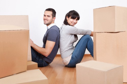Two movers handling a small flat move in Bow