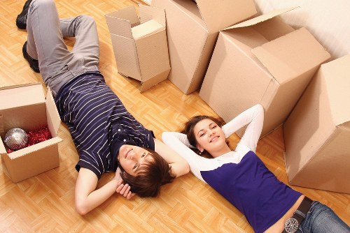 Protected household items arranged securely inside a moving van